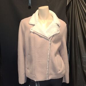 Old Navy XL Moto Sherpa Zip Up Jacket Light Blush Pink Color